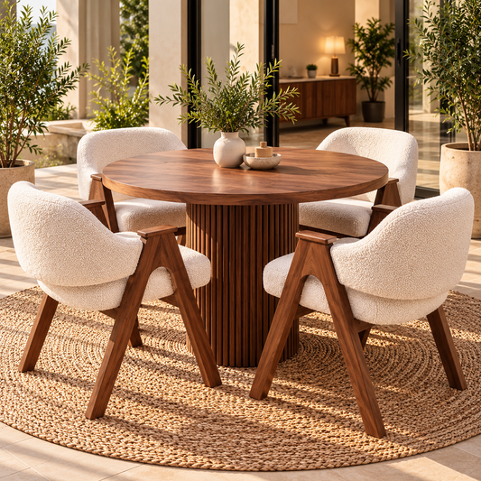 Table Bardage en Bois Massif Avec 4 Chaises