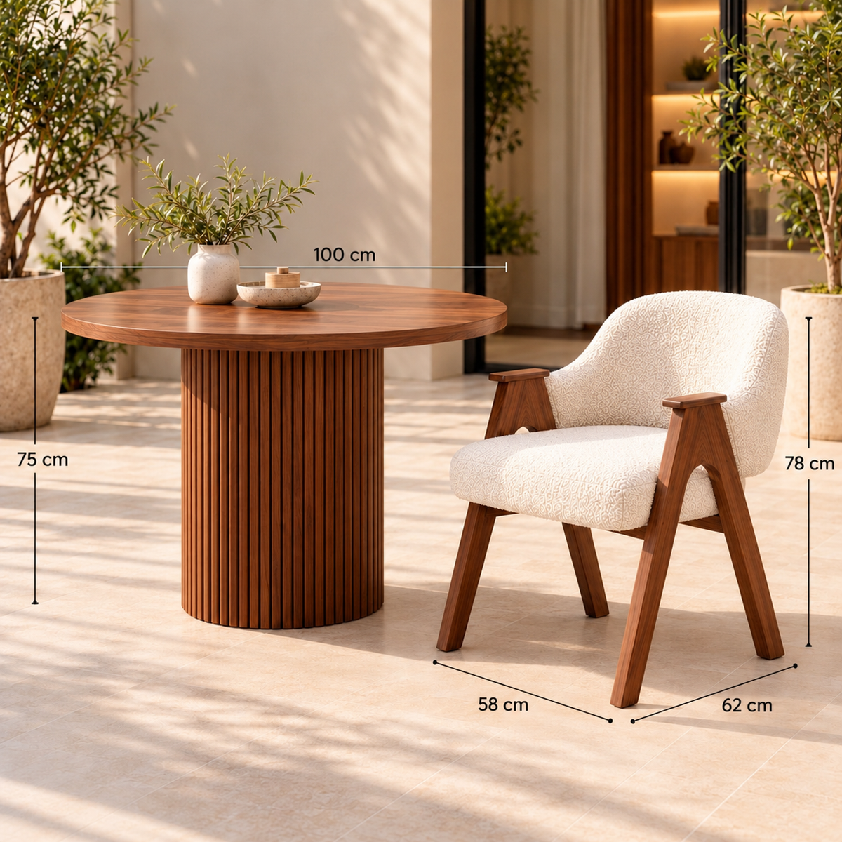 Table Bardage en Bois Massif Avec 4 Chaises